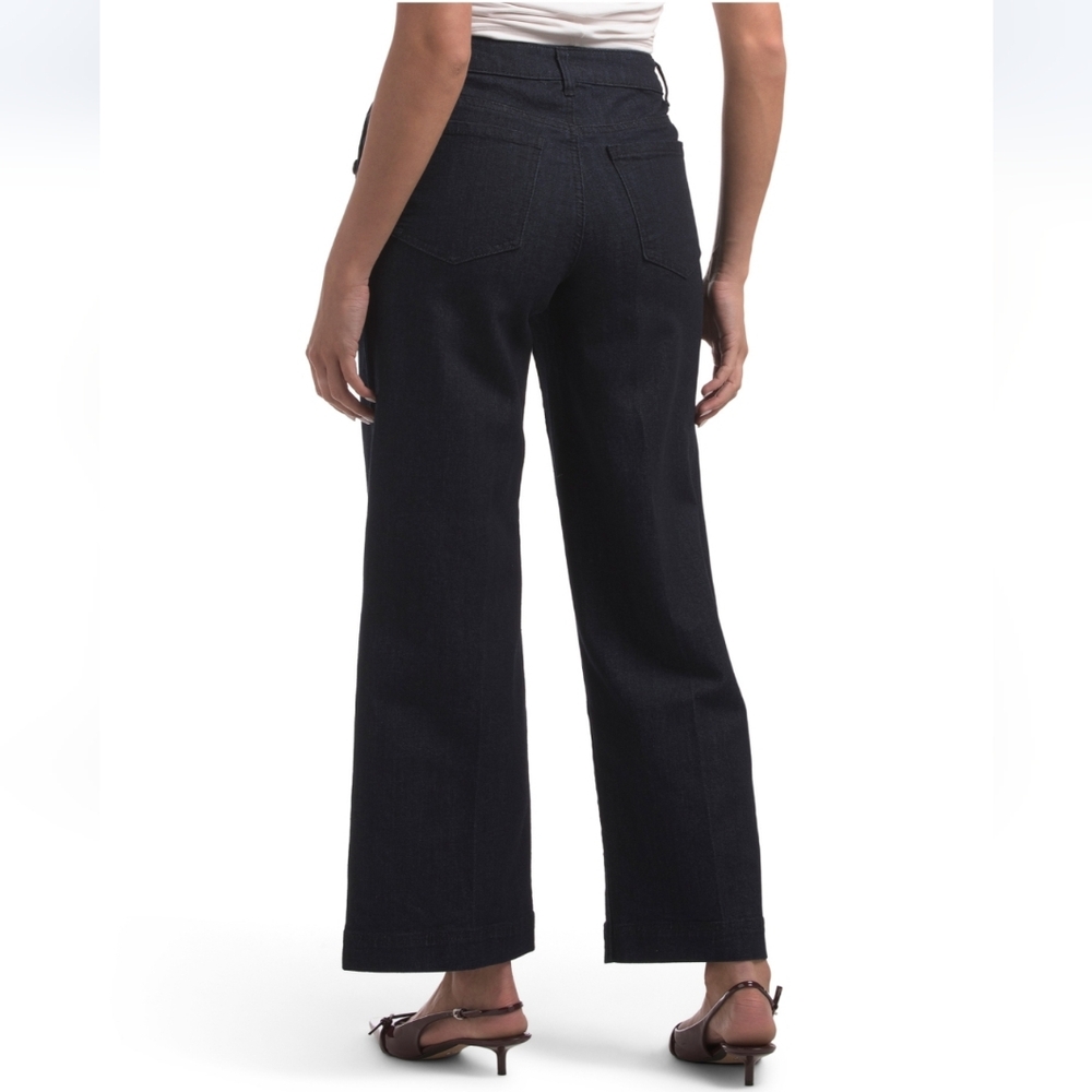 Rachel Zoe Women's Rinse High-rise Waist Sailor Button Wide Leg Jeans - Picture 2 of 6